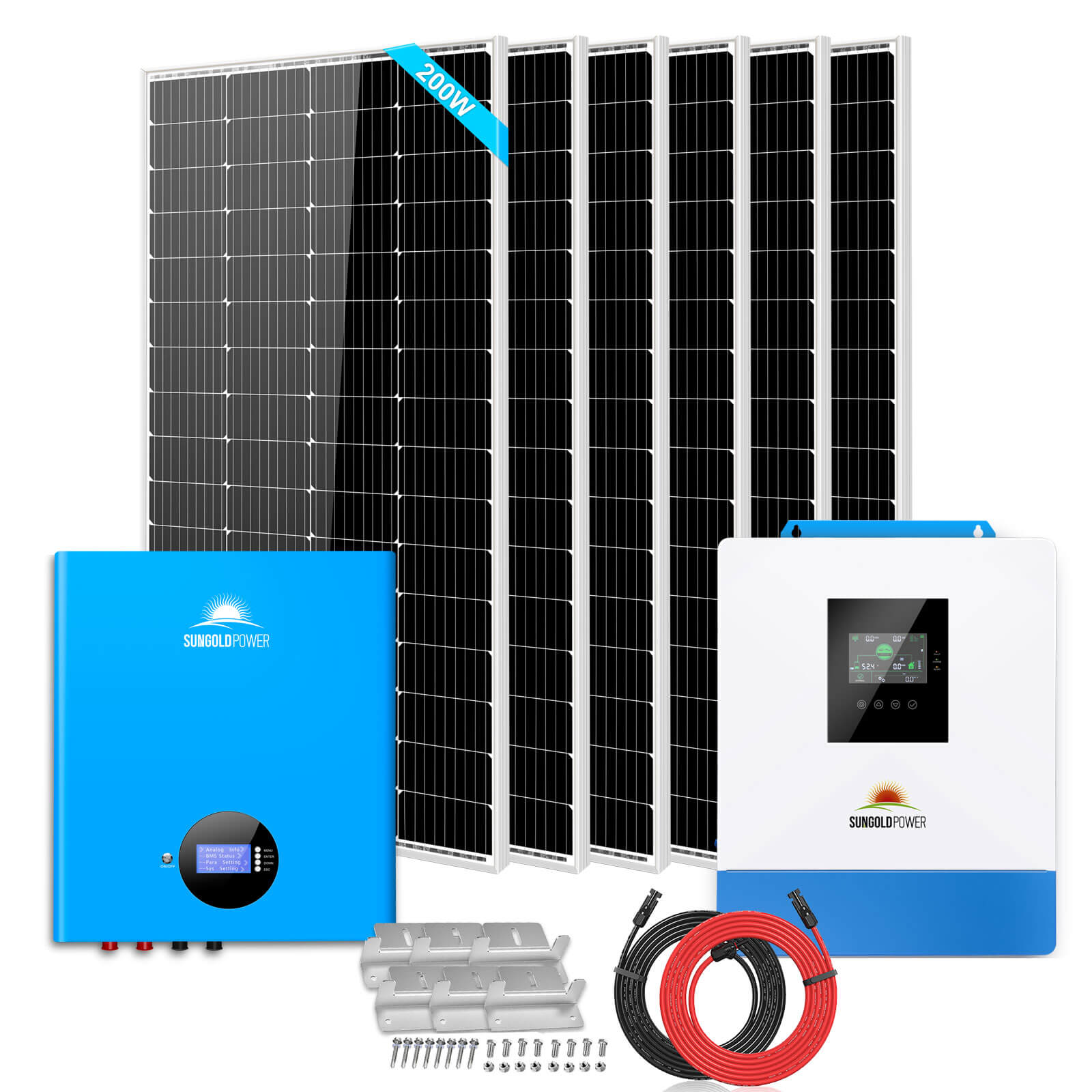 SunGold Power Off Grid Solar Kit | 5,000-10,000W Output - 5,120-20,480Wh Capacity - 1,200-5,500W Solar | Power Wall Lithium Battery Bank | Choose a Bundle