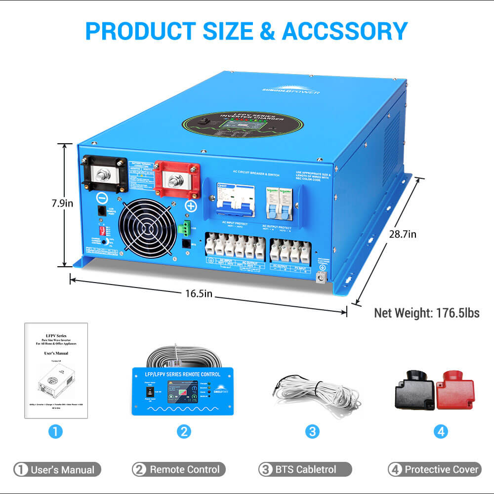 SunGold Power 48V Split Phase Pure Sine Wave Inverter Charger | 15,000W Output