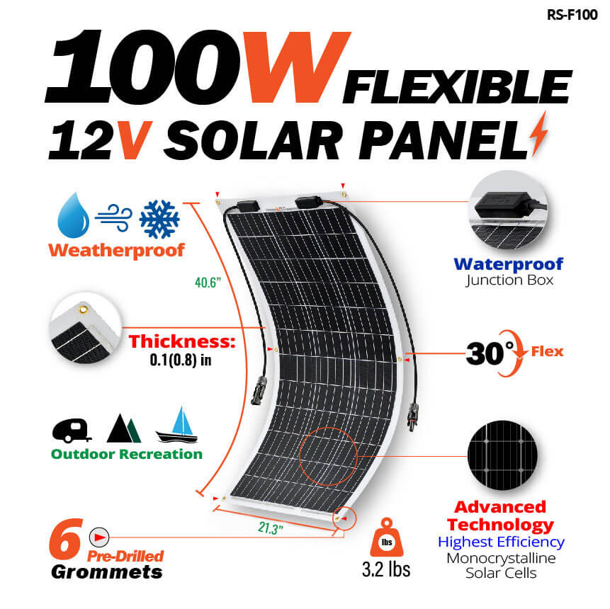 Rich Solar MEGA 100 Flexible Monocrystalline Solar Panel | 100W