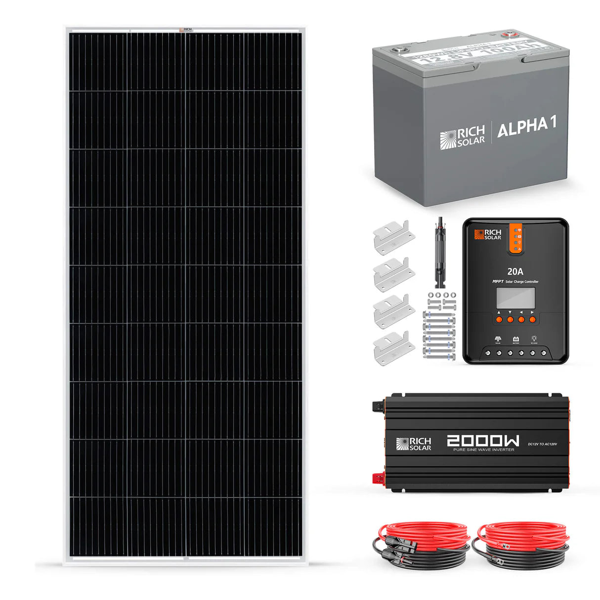 Rich Solar Off-Grid Solar Kit | 2,000-3,000W Output - 1,280-5,120Wh Capacity | Lithium Battery Bank | Choose a Bundle