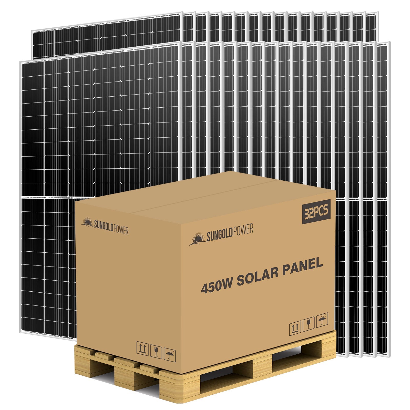 SunGold Power Monocrystalline PERC Bulk Solar Panels  | 450W | 32 Panels per Pallet | 25 Year Warranty