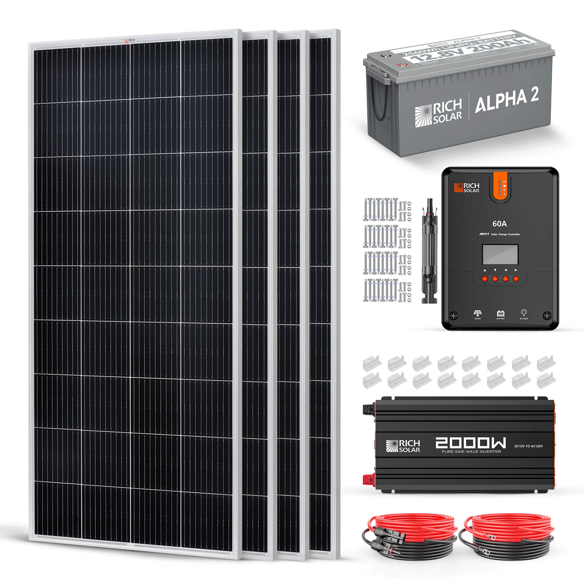 Rich Solar Off-Grid Solar Kit | 2,000-3,000W Output - 1,280-5,120Wh Capacity | Lithium Battery Bank | Choose a Bundle