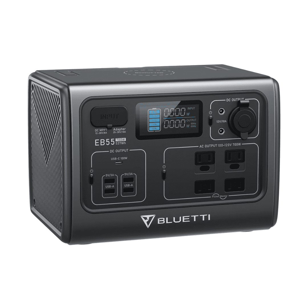 Bluetti EB55 537Wh Portable Power Station Angled View