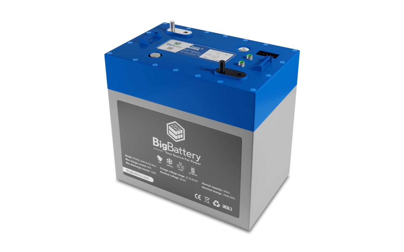 BigBattery EAGLE 2 LiFePO₄ Battery | 1,630Wh Capacity | 24V - 64Ah