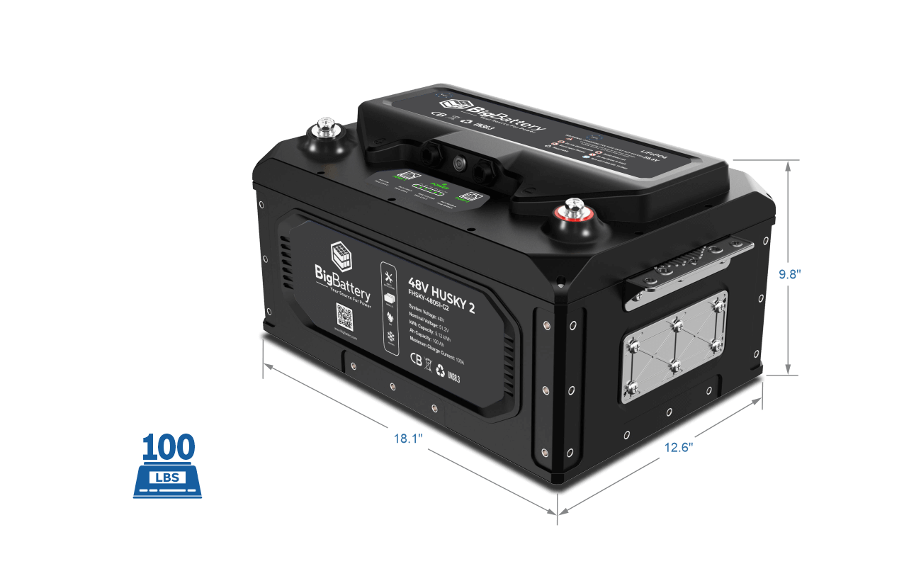 BigBattery HUSKY 2 LiFePO₄ Battery | 5,120Wh Capacity | 48V - 100Ah