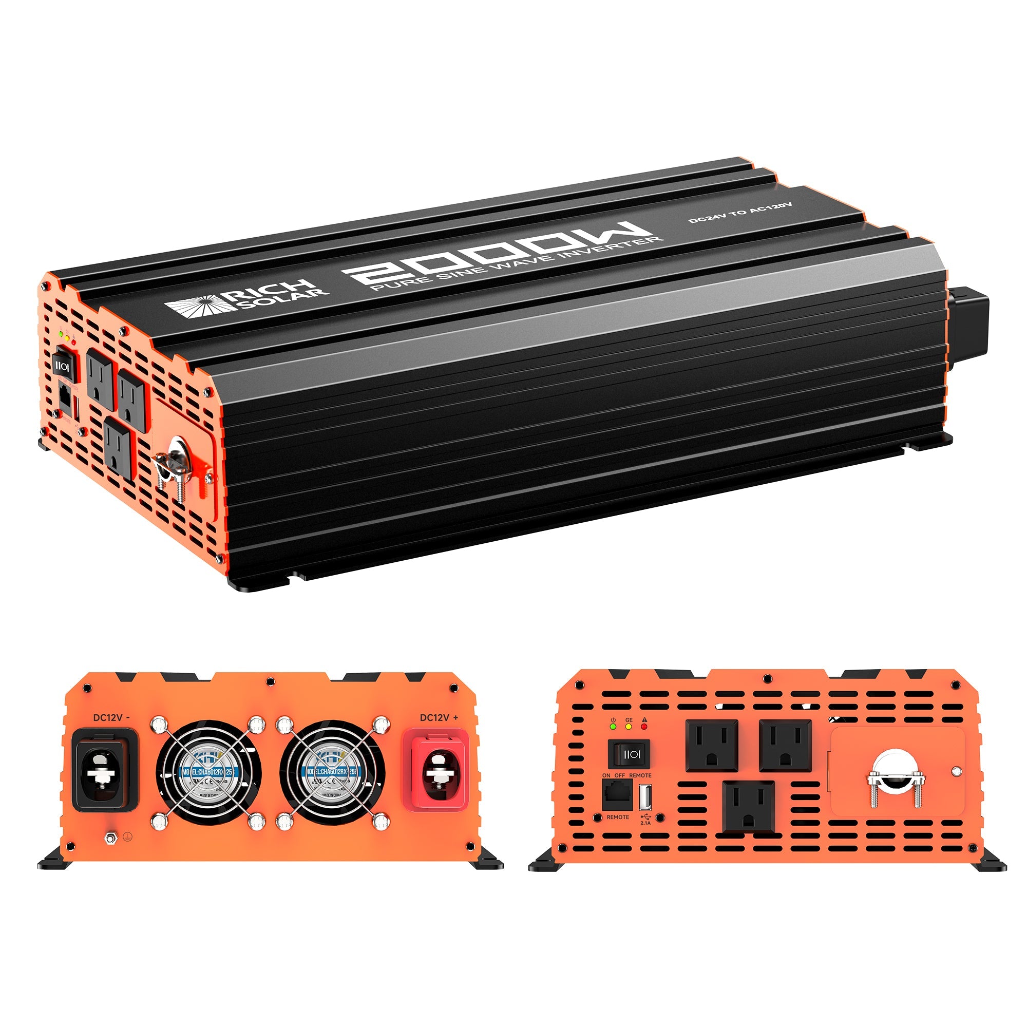 Rich Solar 24 Volt Industrial Pure Sine Wave Inverter | 2,000W Output