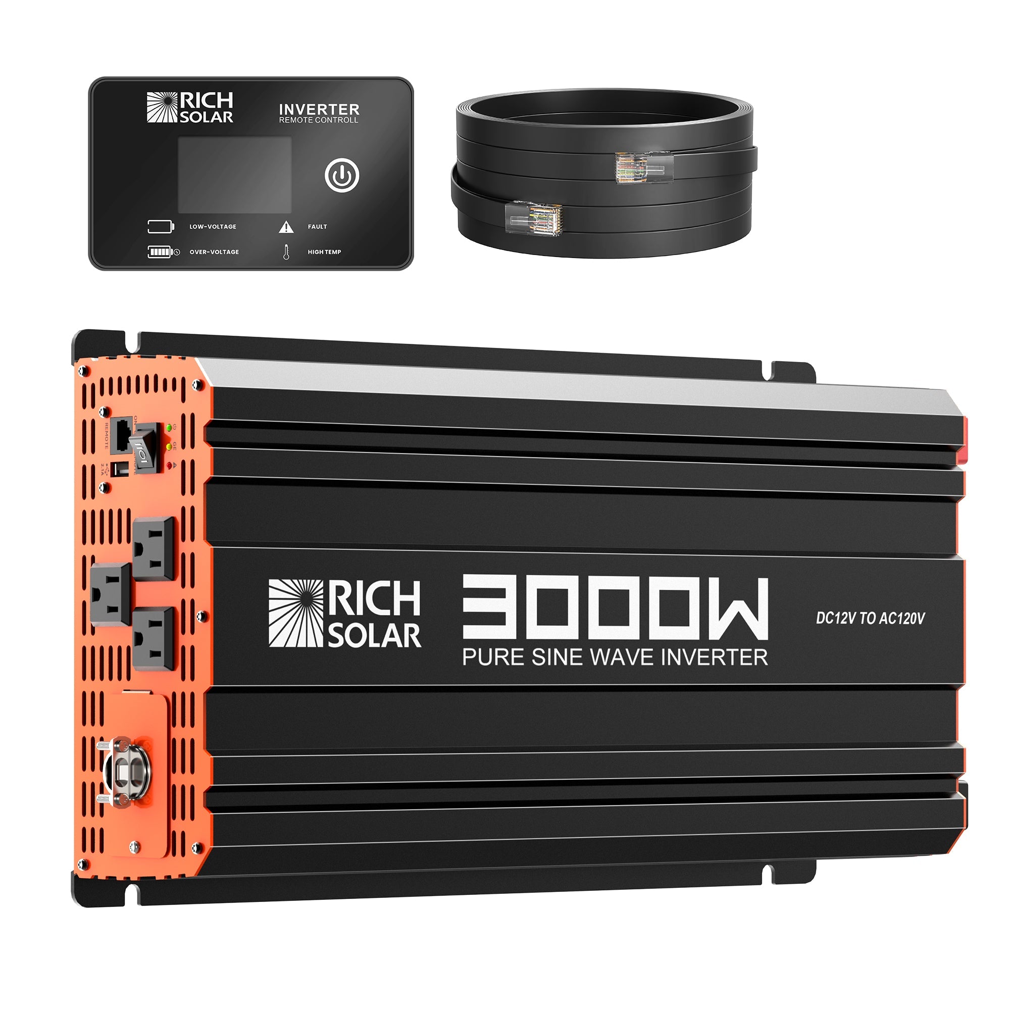 Rich Solar 12 Volt Industrial Pure Sine Wave Inverter | 3,000W Output