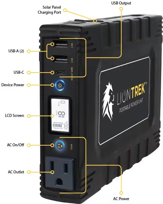 Lion Energy Trek™ Portable Power Station | 150W Output - 99.9Wh Capacity | Solar Generator