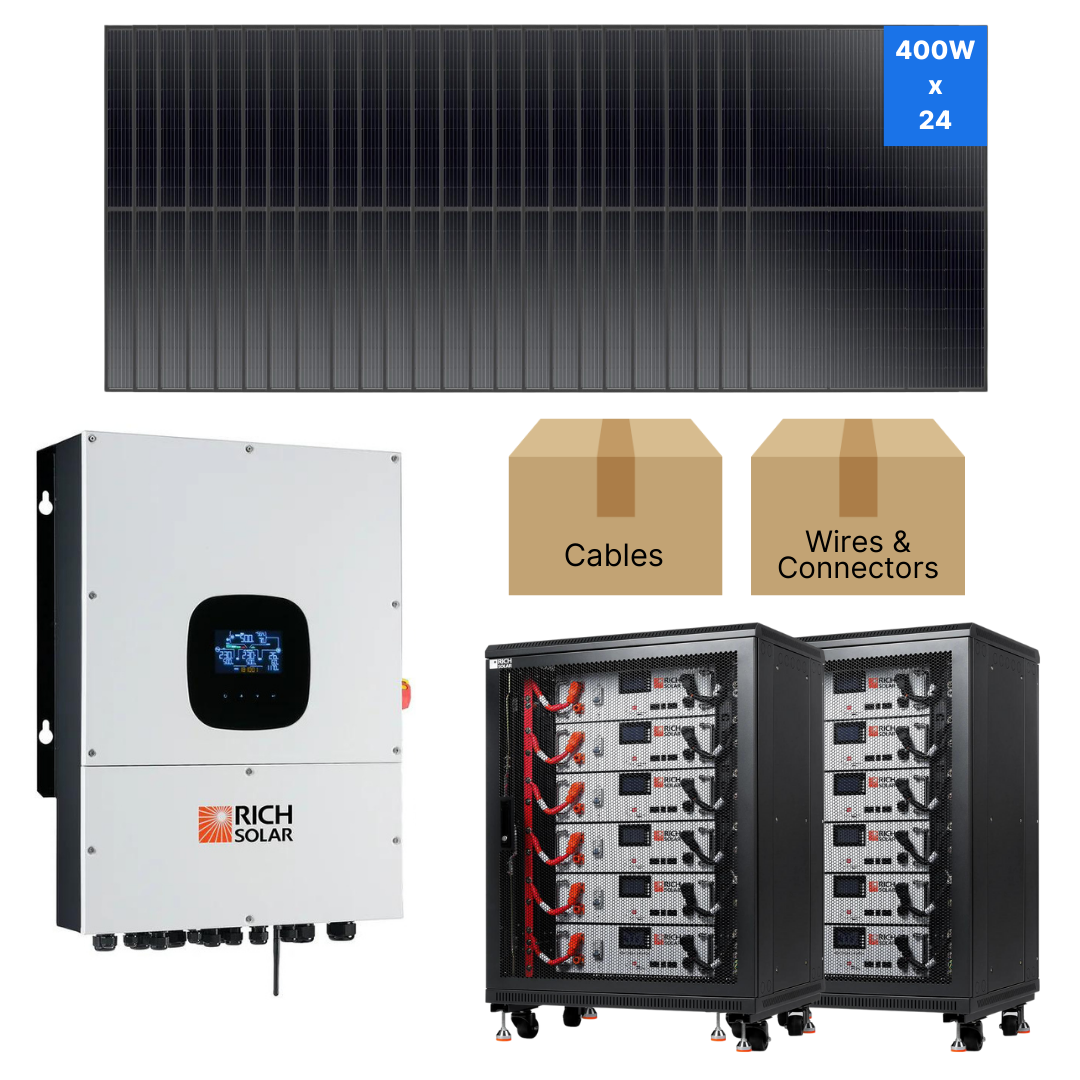 Rich Solar Hybrid Solar Kit | 8,000-16,000W Output - 20,480-61,440Wh Capacity | Tier 1 Solar Panels | Grid-Tie or Off Grid | Choose a Bundle