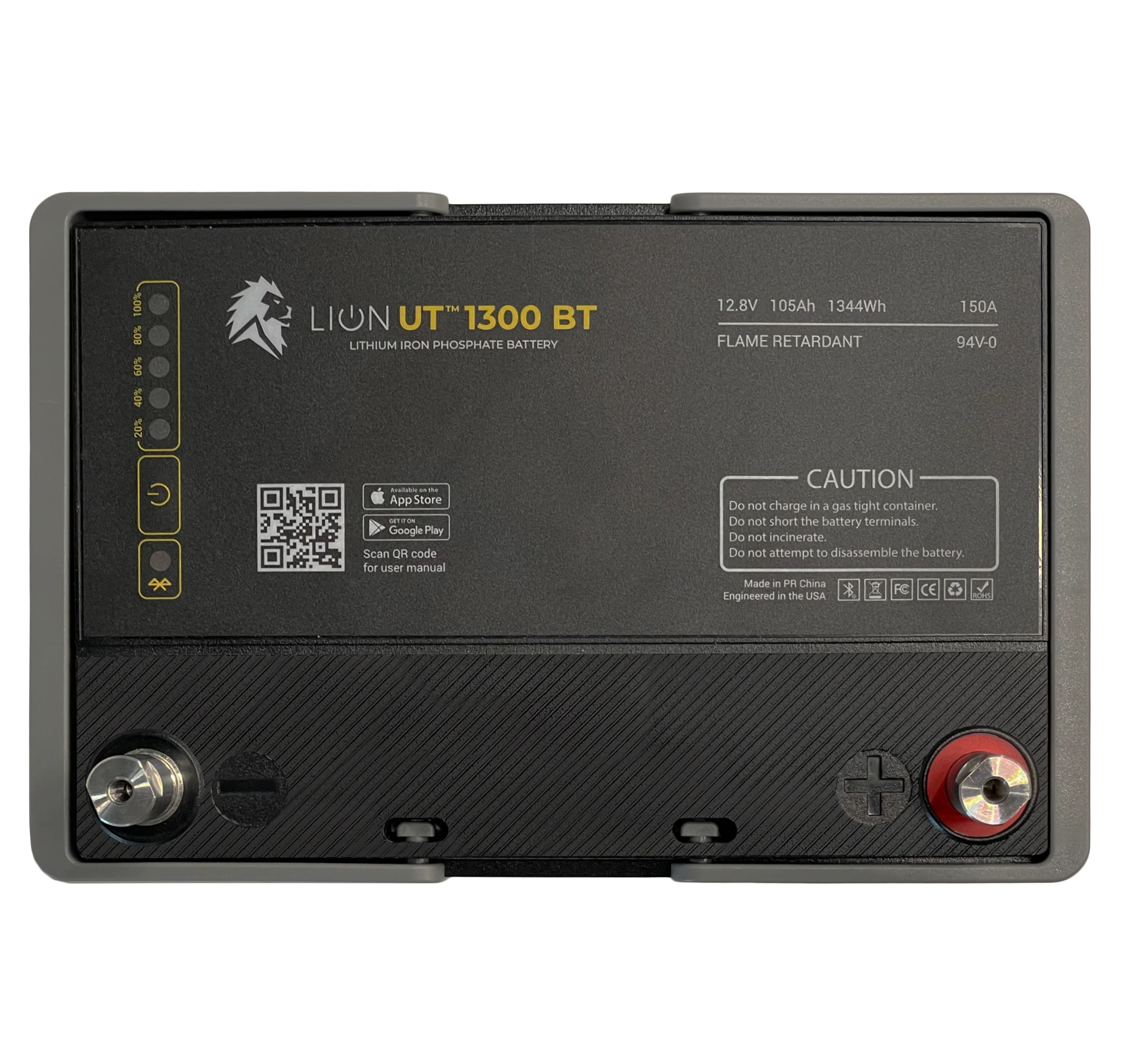 Lion Energy UT™ 1300 BT LiFePO₄ Battery | 1,344Wh Capacity | 12V - 105Ah